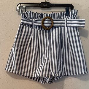 Altar'd State Navy and White Striped High-Waist Shorts